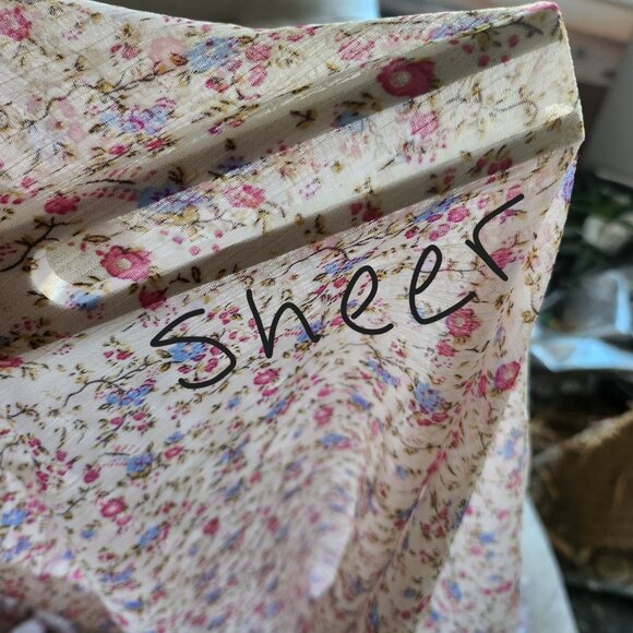 Sheer Floral Woven Fabric - 1 Yard, 56" Wide (Cottagecore, Chiffon-Like Drape ) - Picture 4 of 5